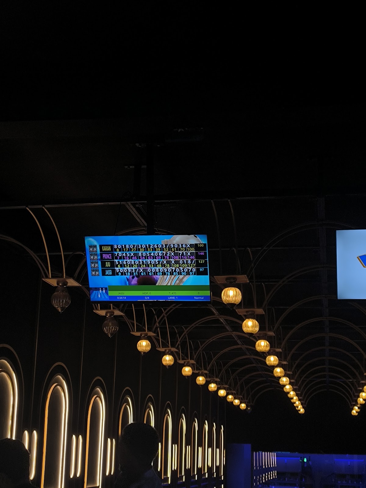 Overhead digital bowling scoreboard