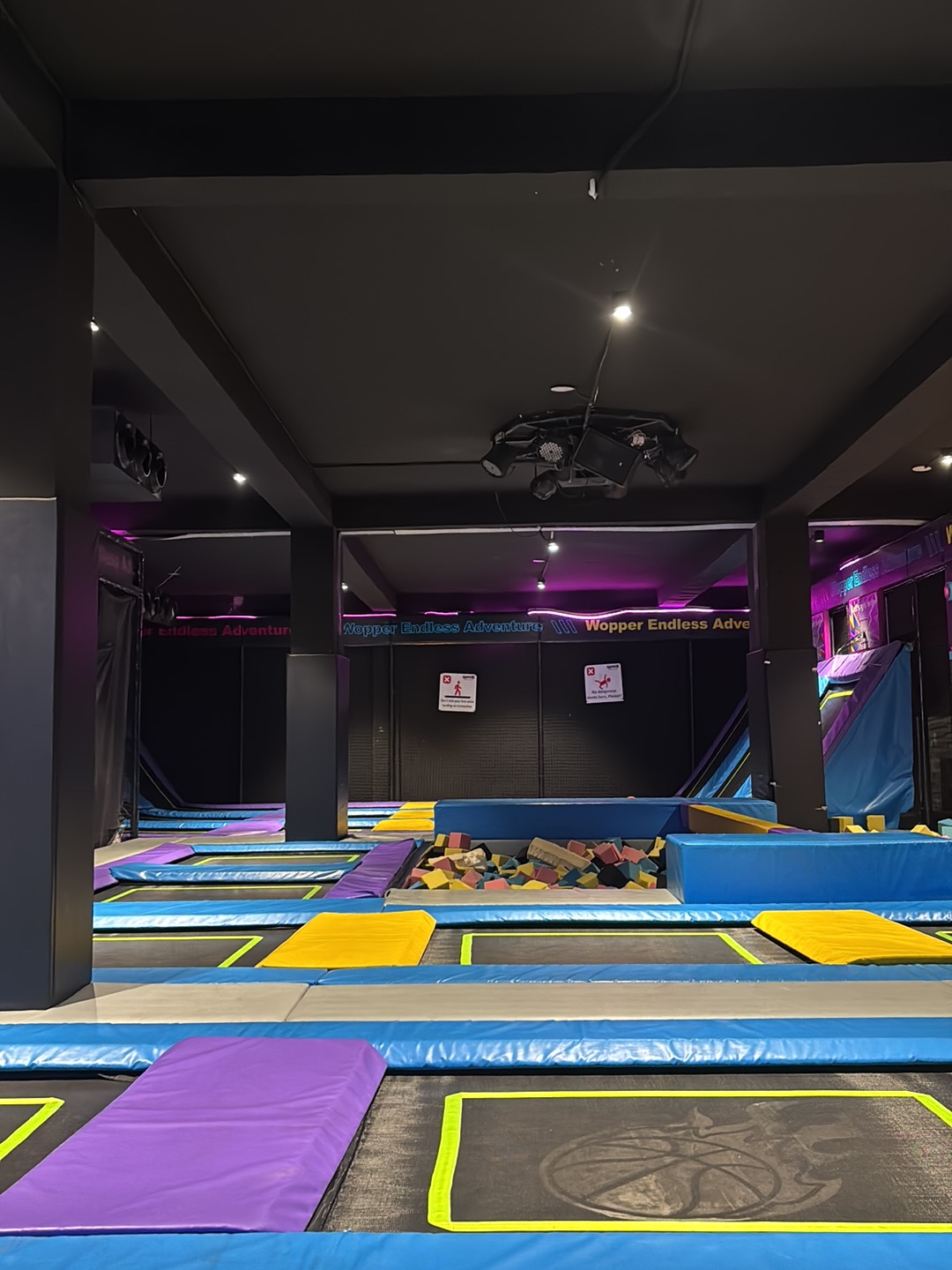 Full view of trampoline park arena