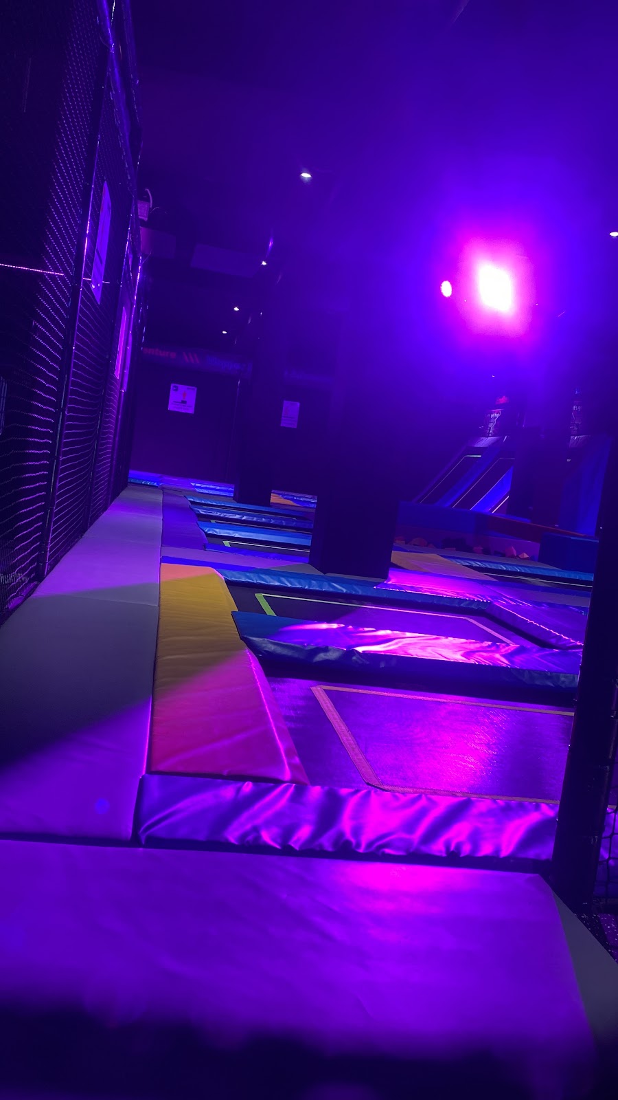 Trampoline park with UV neon blacklight